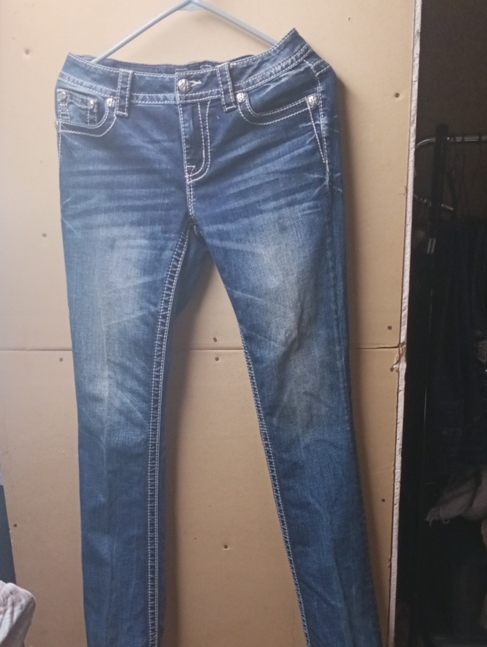 Miss Me Dark Wash Skinny Jeans with Contrast Stitching